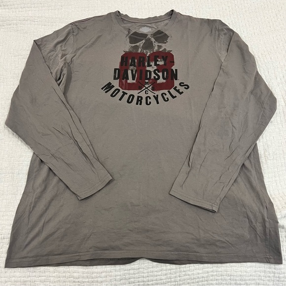Harley-Davidson Other - Harley-Davidson Long Sleeve Skull Graphic Tee Taupe Gray Men’s 3XL
